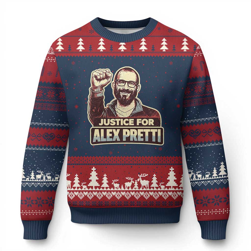 Justice For Alex Ugly Christmas Sweater Minneapolis ICU Nurse Hero Support Gift TS12 Navy Red Print Your Wear
