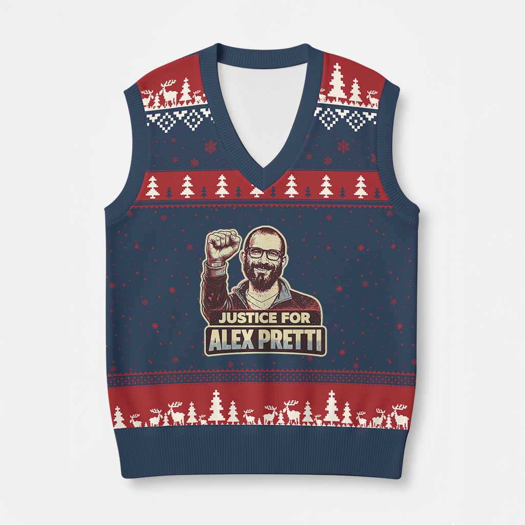 Justice For Alex V-Neck Knit Sweater Vest Minneapolis ICU Nurse Hero Support Gift TS12 Navy Red Print Your Wear
