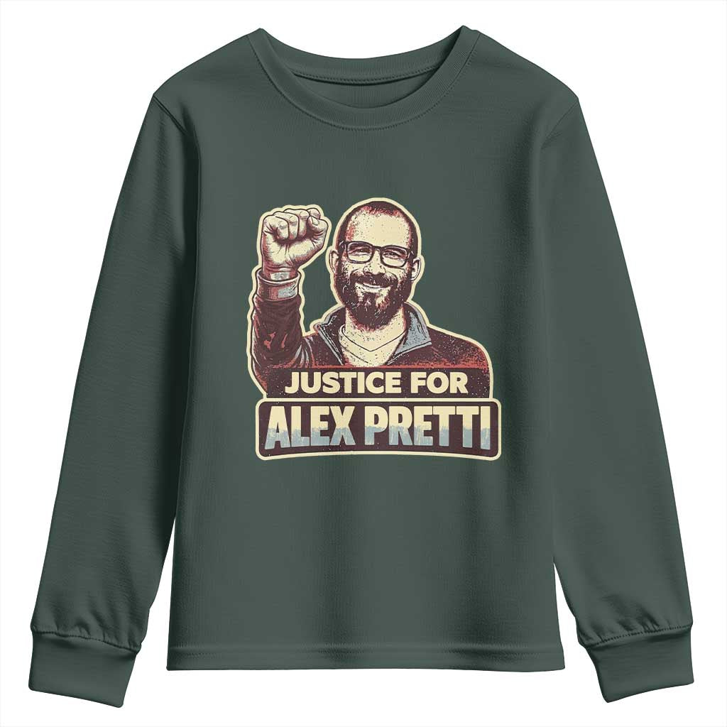 Justice For Alex Youth Sweatshirt Minneapolis ICU Nurse Hero Support Gift TS12 Dark Forest Green Print Your Wear