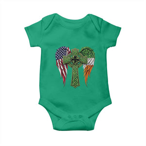 USA Flag Celtic Cross Irish American Baby Onesie St Patricks Day Gift TS12 Irish Green Print Your Wear