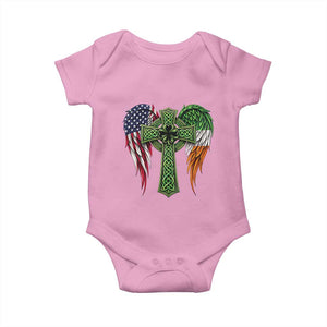 USA Flag Celtic Cross Irish American Baby Onesie St Patricks Day Gift TS12 Light Pink Print Your Wear