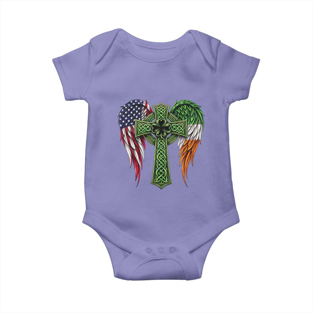 USA Flag Celtic Cross Irish American Baby Onesie St Patricks Day Gift TS12 Violet Print Your Wear