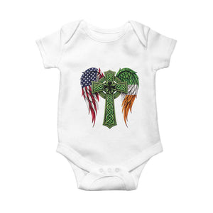 USA Flag Celtic Cross Irish American Baby Onesie St Patricks Day Gift TS12 White Print Your Wear