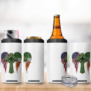 USA Flag Celtic Cross Irish American 4 in 1 Can Cooler Tumbler St Patricks Day Gift TS12 Print Your Wear