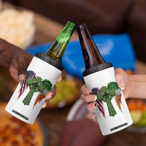 USA Flag Celtic Cross Irish American 4 in 1 Can Cooler Tumbler St Patricks Day Gift TS12 Print Your Wear