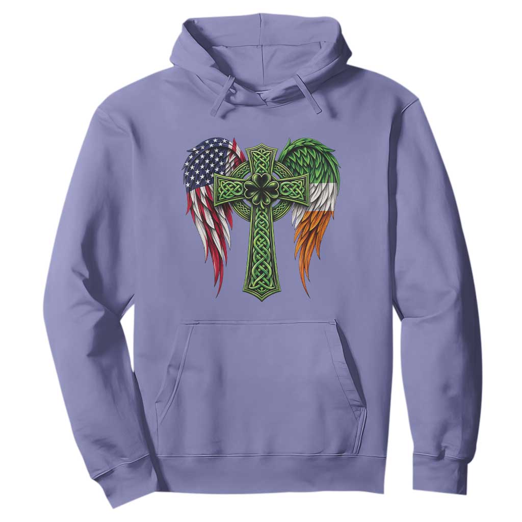 USA Flag Celtic Cross Irish American Hoodie St Patricks Day Gift TS12 Violet Print Your Wear