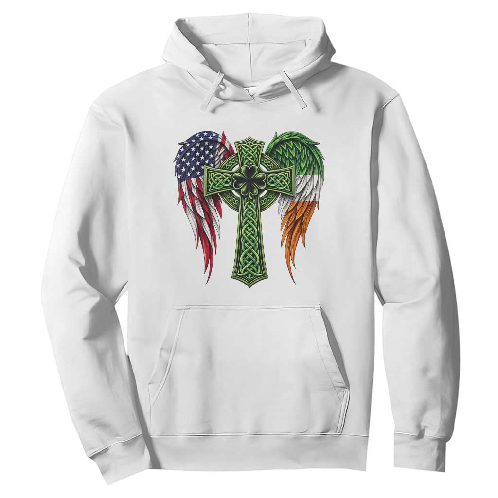 USA Flag Celtic Cross Irish American Hoodie St Patricks Day Gift TS12 White Print Your Wear
