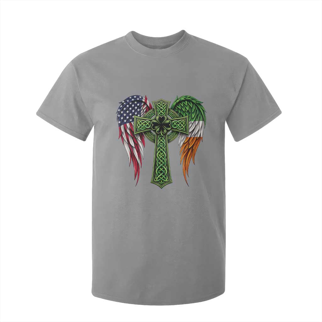USA Flag Celtic Cross Irish American T Shirt For Kid St Patricks Day Gift TS12 Sport Gray Print Your Wear