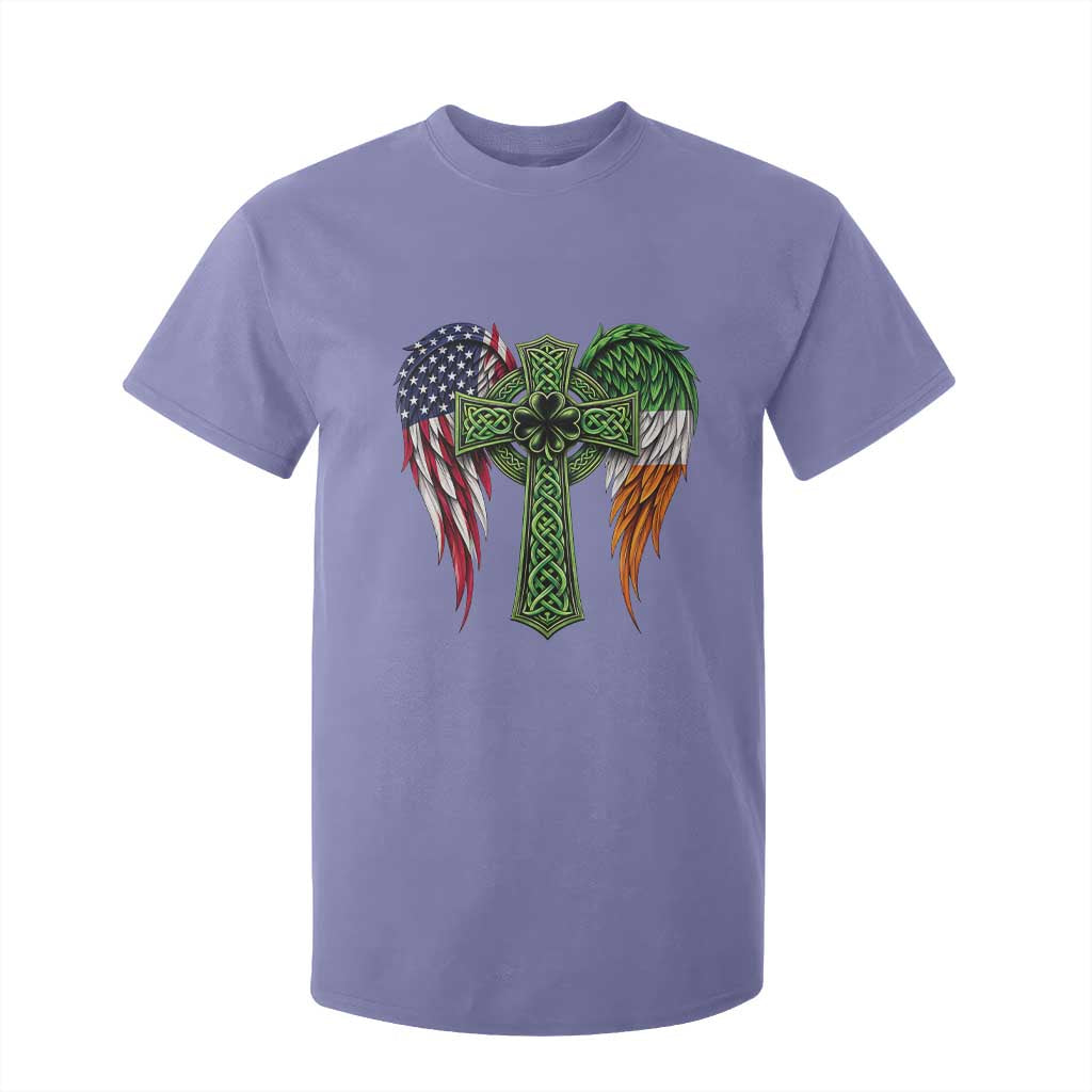 USA Flag Celtic Cross Irish American T Shirt For Kid St Patricks Day Gift TS12 Violet Print Your Wear