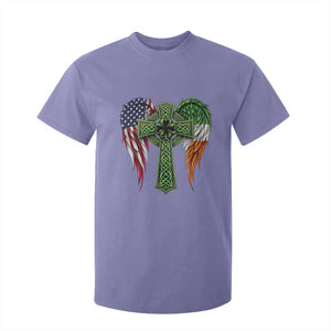 USA Flag Celtic Cross Irish American T Shirt For Kid St Patricks Day Gift TS12 Violet Print Your Wear