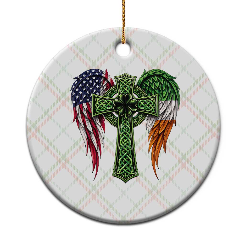 USA Flag Celtic Cross Irish American Ceramic Ornament St Patricks Day Gift TS12 1pc Christmas Plaid Print Your Wear