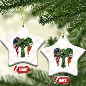USA Flag Celtic Cross Irish American Ceramic Ornament St Patricks Day Gift TS12 Print Your Wear