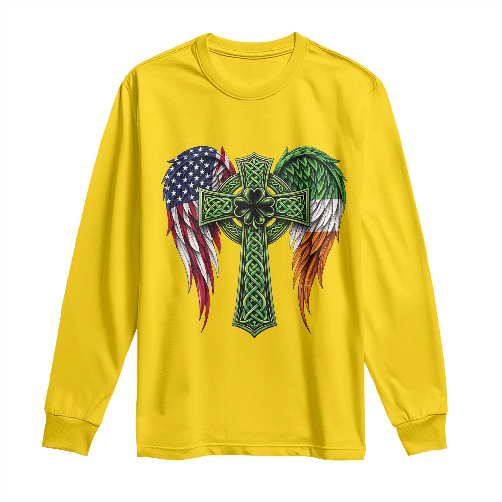USA Flag Celtic Cross Irish American Long Sleeve Shirt St Patricks Day Gift TS12 Daisy Print Your Wear