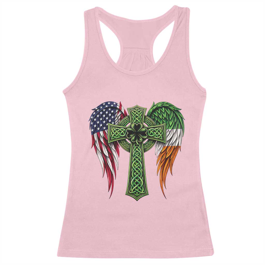 USA Flag Celtic Cross Irish American Racerback Tank Top St Patricks Day Gift TS12 Light Pink Print Your Wear