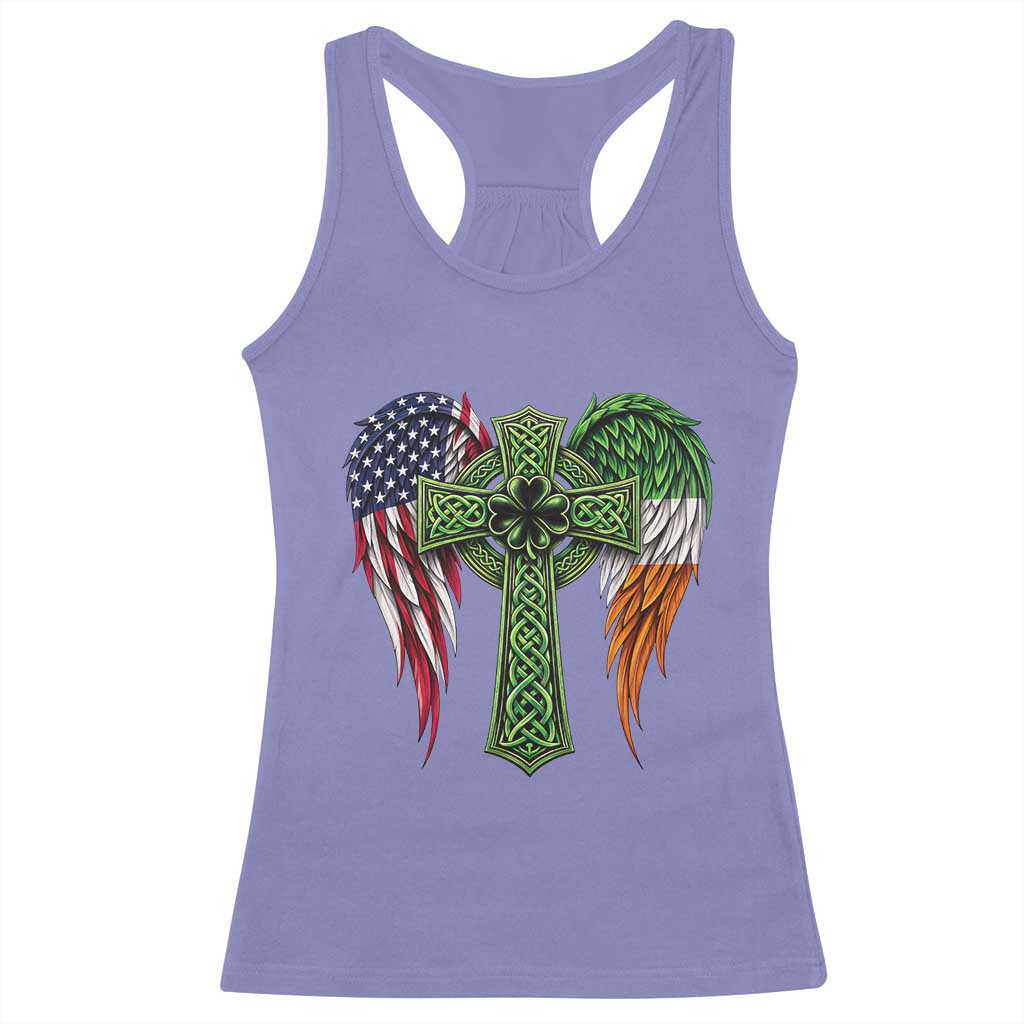 USA Flag Celtic Cross Irish American Racerback Tank Top St Patricks Day Gift TS12 Violet Print Your Wear