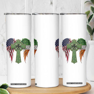 USA Flag Celtic Cross Irish American Skinny Tumbler St Patricks Day Gift TS12 Print Your Wear
