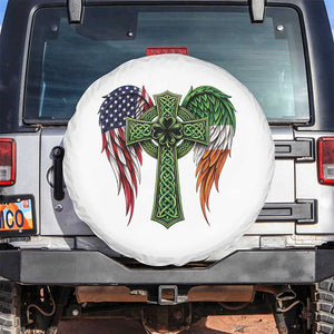 USA Flag Celtic Cross Irish American Spare Tire Cover St Patricks Day Gift TS12 No hole White Print Your Wear
