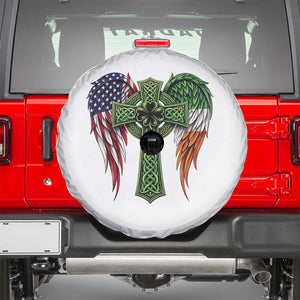 USA Flag Celtic Cross Irish American Spare Tire Cover St Patricks Day Gift TS12 White Print Your Wear