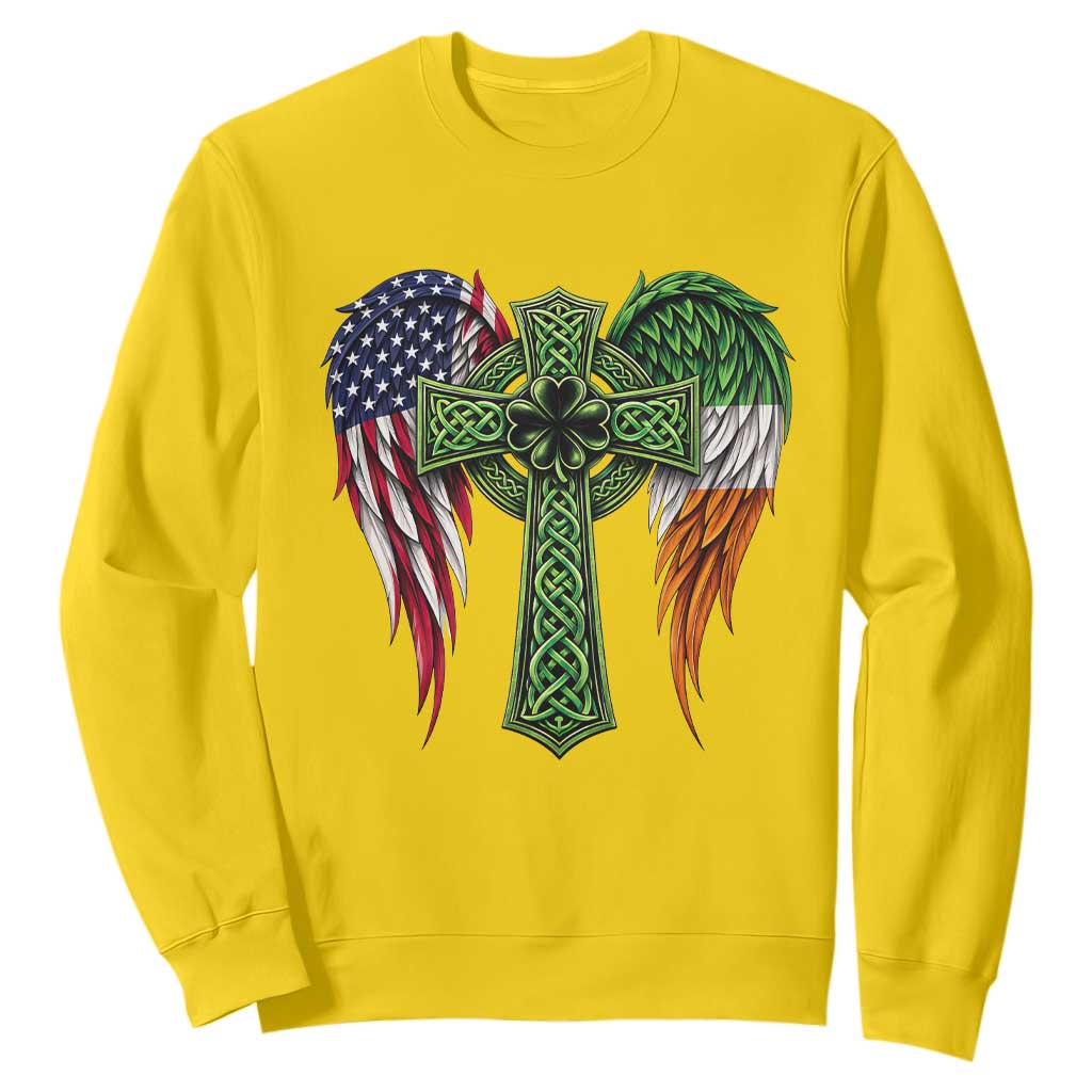 USA Flag Celtic Cross Irish American Sweatshirt St Patricks Day Gift TS12 Daisy Print Your Wear