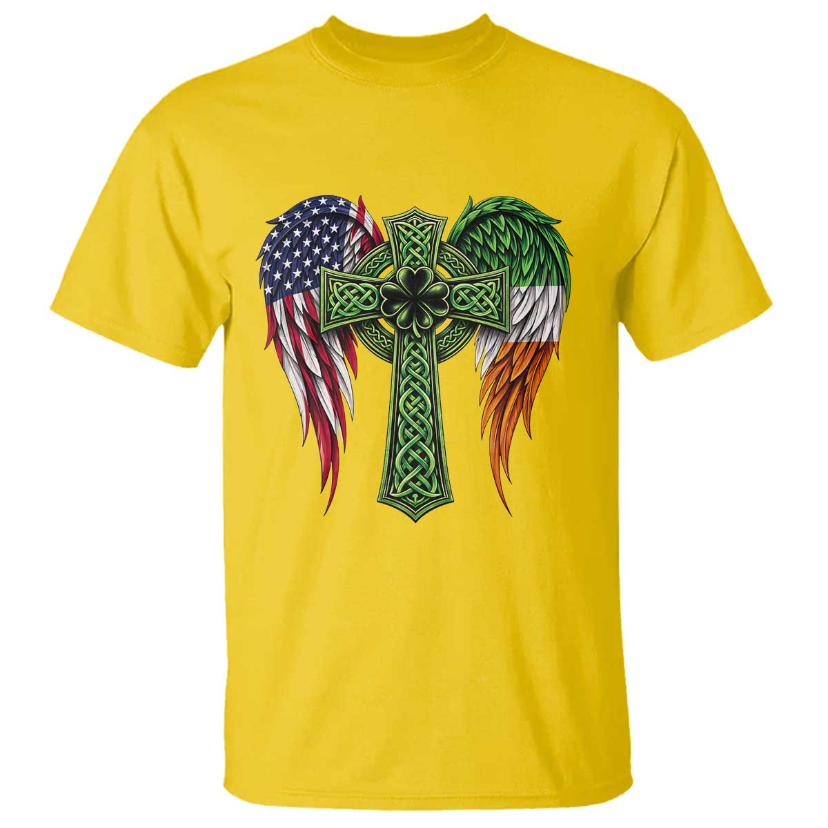 USA Flag Celtic Cross Irish American T Shirt St Patricks Day Gift TS12 Daisy Print Your Wear