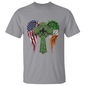 USA Flag Celtic Cross Irish American T Shirt St Patricks Day Gift TS12 Sport Gray Print Your Wear