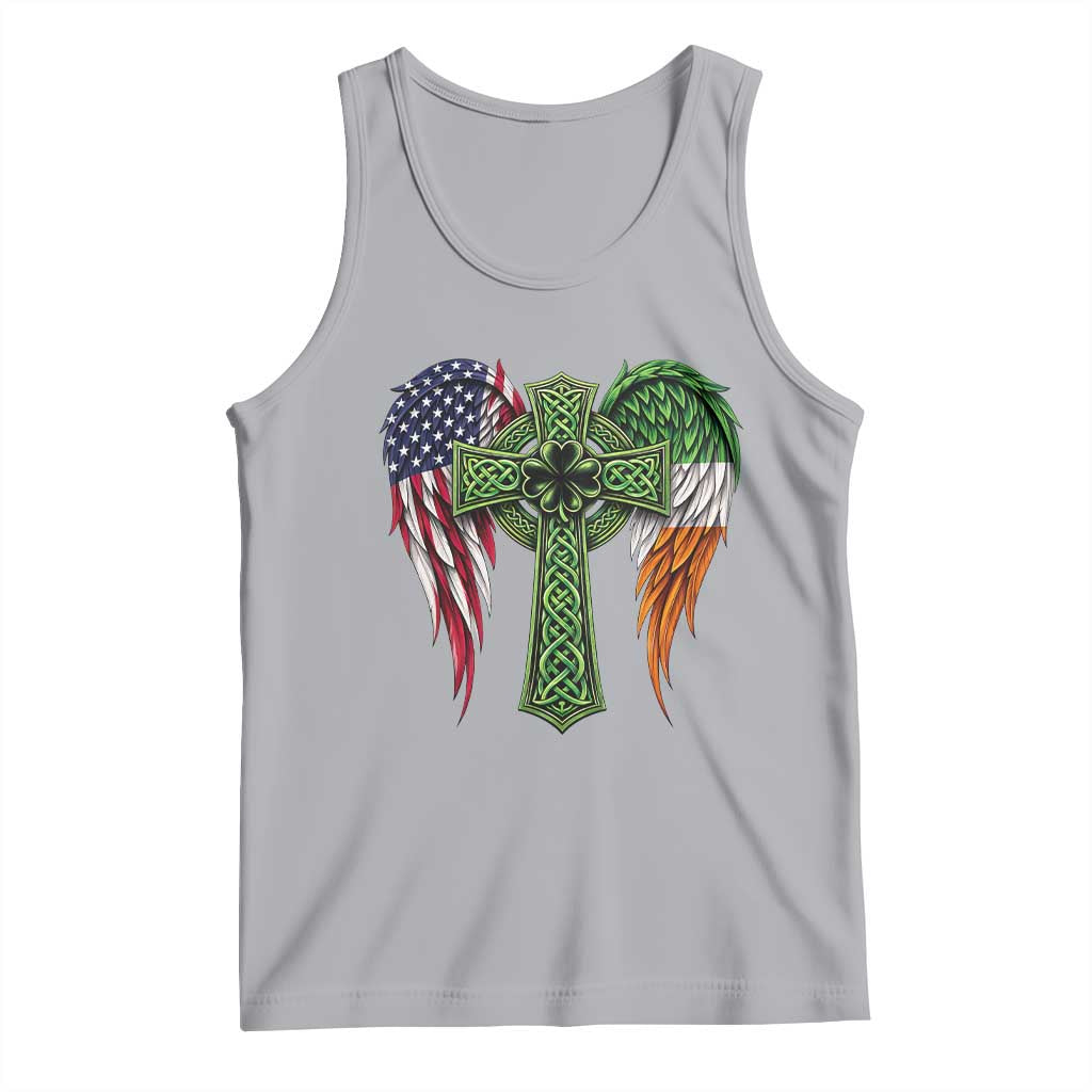 USA Flag Celtic Cross Irish American Tank Top St Patricks Day Gift TS12 Athletic Heather Print Your Wear