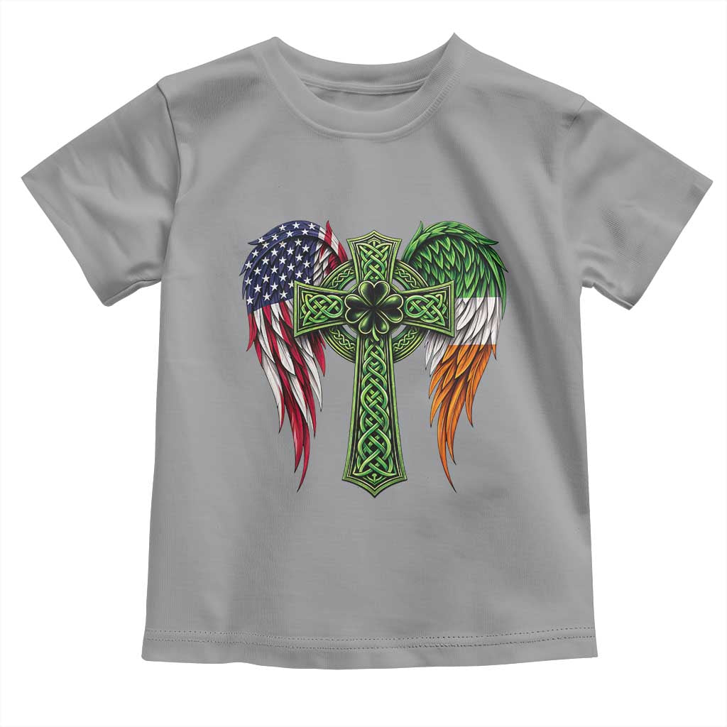 USA Flag Celtic Cross Irish American Toddler T Shirt St Patricks Day Gift TS12 Sport Gray Print Your Wear