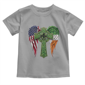 USA Flag Celtic Cross Irish American Toddler T Shirt St Patricks Day Gift TS12 Sport Gray Print Your Wear
