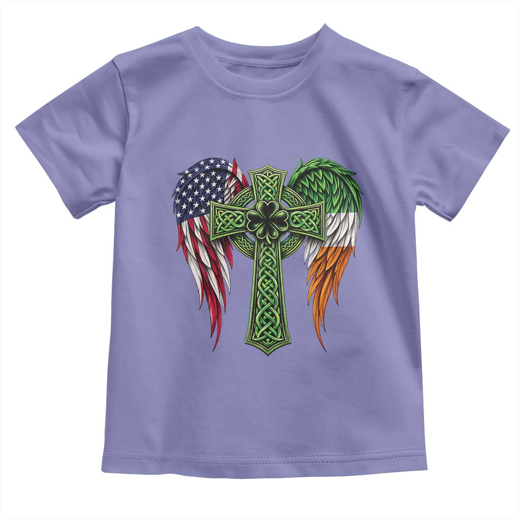 USA Flag Celtic Cross Irish American Toddler T Shirt St Patricks Day Gift TS12 Violet Print Your Wear