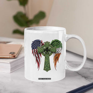USA Flag Celtic Cross Irish American Coffee Mug St Patricks Day Gift TS12 Print Your Wear