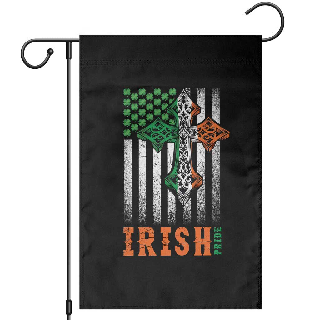 Irish American Pride Celtic Cross USA Flag Garden Flag St Patricks Day Gift TS12 Black Print Your Wear