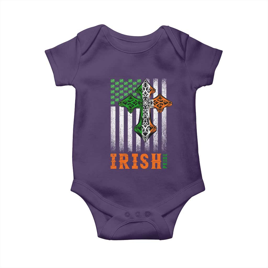 Irish American Pride Celtic Cross USA Flag Baby Onesie St Patricks Day Gift TS12 Purple Print Your Wear
