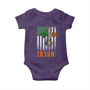 Irish American Pride Celtic Cross USA Flag Baby Onesie St Patricks Day Gift TS12 Purple Print Your Wear