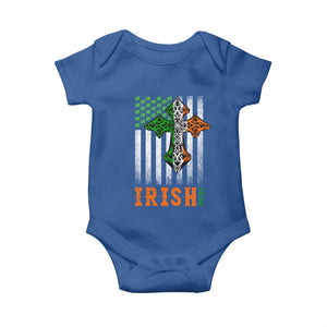 Irish American Pride Celtic Cross USA Flag Baby Onesie St Patricks Day Gift TS12 Royal Blue Print Your Wear