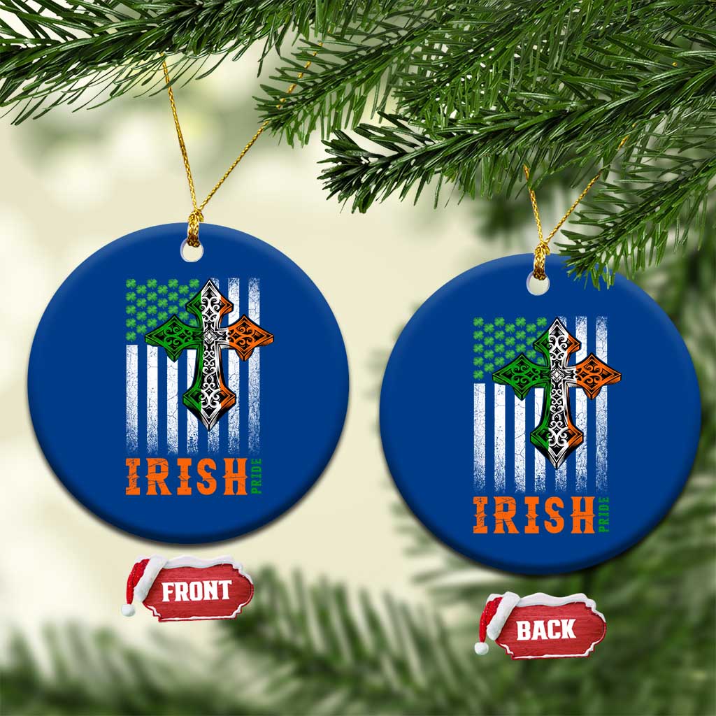 Irish American Pride Celtic Cross USA Flag Ceramic Ornament St Patricks Day Gift TS12 1pc Blue Print Your Wear