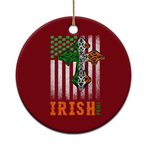 Irish American Pride Celtic Cross USA Flag Ceramic Ornament St Patricks Day Gift TS12 1pc Red Print Your Wear
