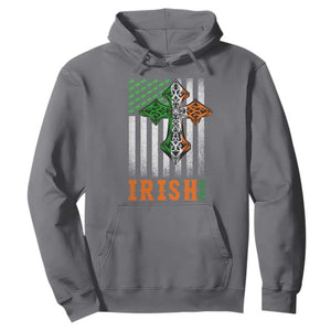 Irish American Pride Celtic Cross USA Flag Hoodie St Patricks Day Gift TS12 Charcoal Print Your Wear
