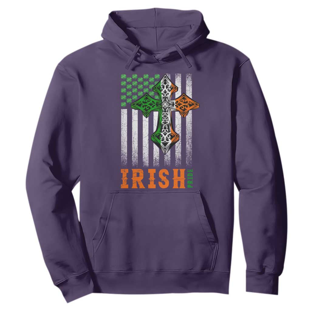 Irish American Pride Celtic Cross USA Flag Hoodie St Patricks Day Gift TS12 Purple Print Your Wear