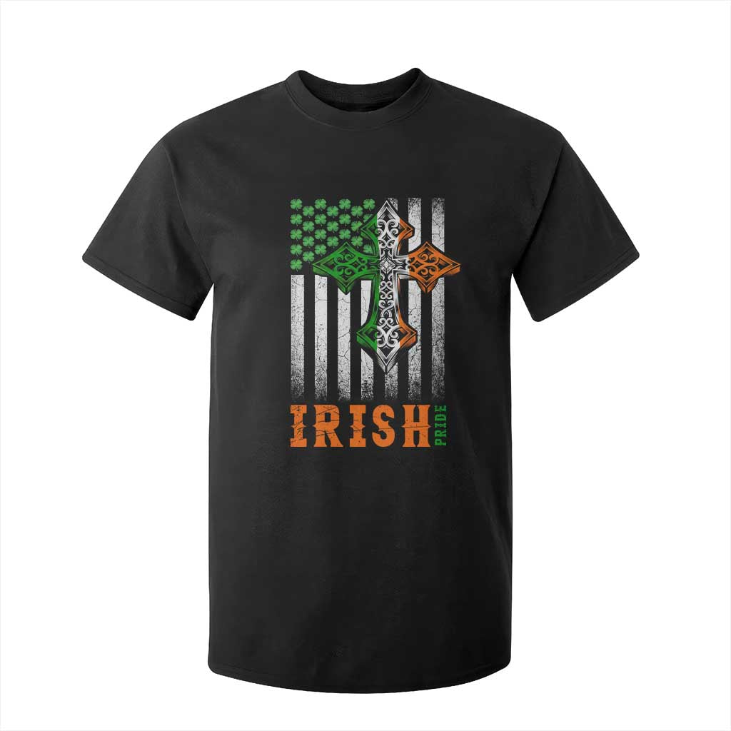 Irish American Pride Celtic Cross USA Flag T Shirt For Kid St Patricks Day Gift TS12 Black Print Your Wear