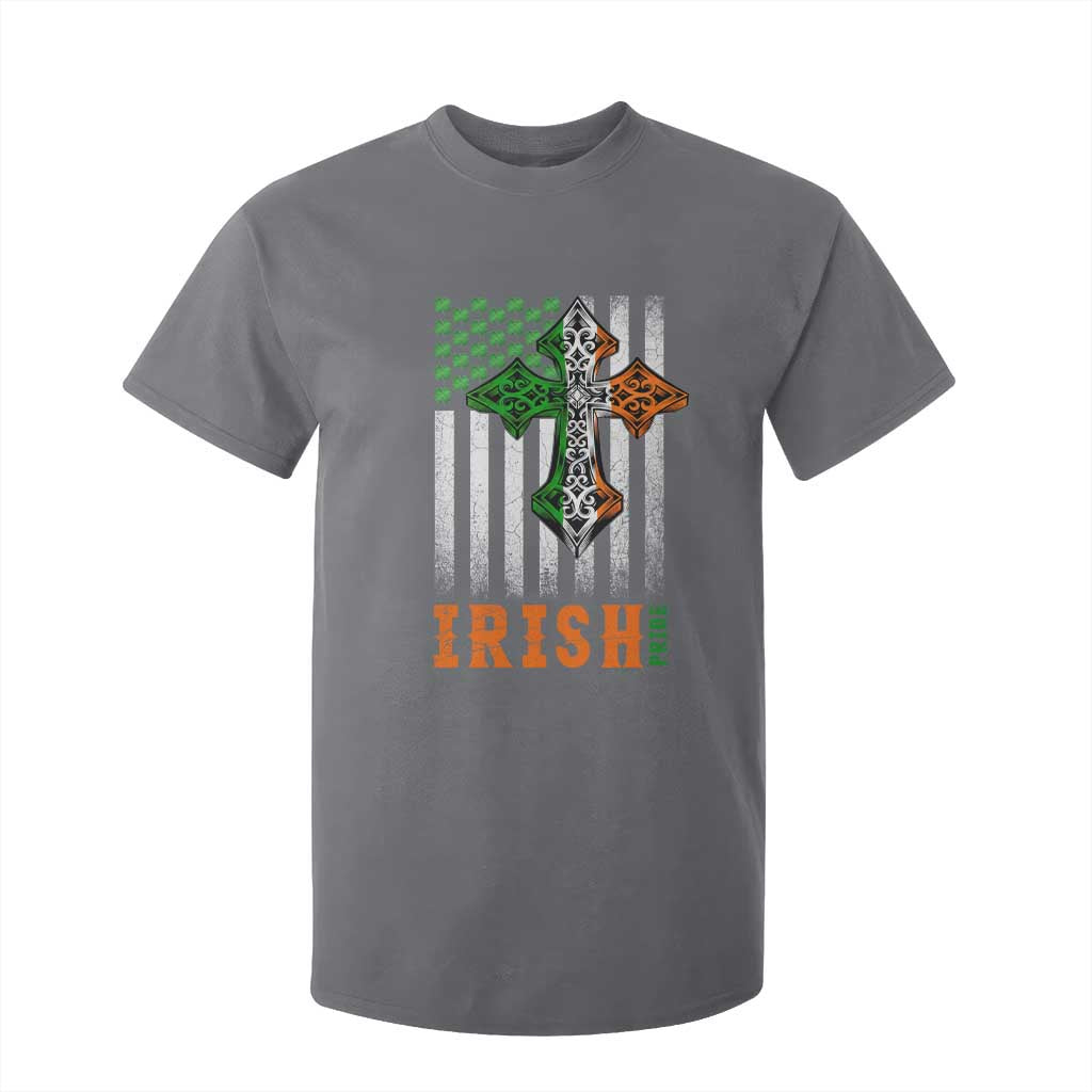 Irish American Pride Celtic Cross USA Flag T Shirt For Kid St Patricks Day Gift TS12 Charcoal Print Your Wear