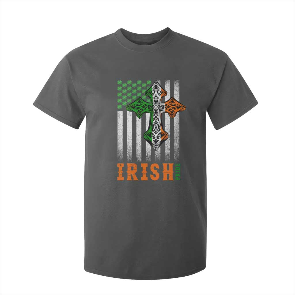 Irish American Pride Celtic Cross USA Flag T Shirt For Kid St Patricks Day Gift TS12 Dark Heather Print Your Wear