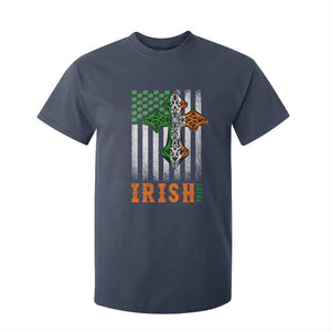 Irish American Pride Celtic Cross USA Flag T Shirt For Kid St Patricks Day Gift TS12 Navy Print Your Wear