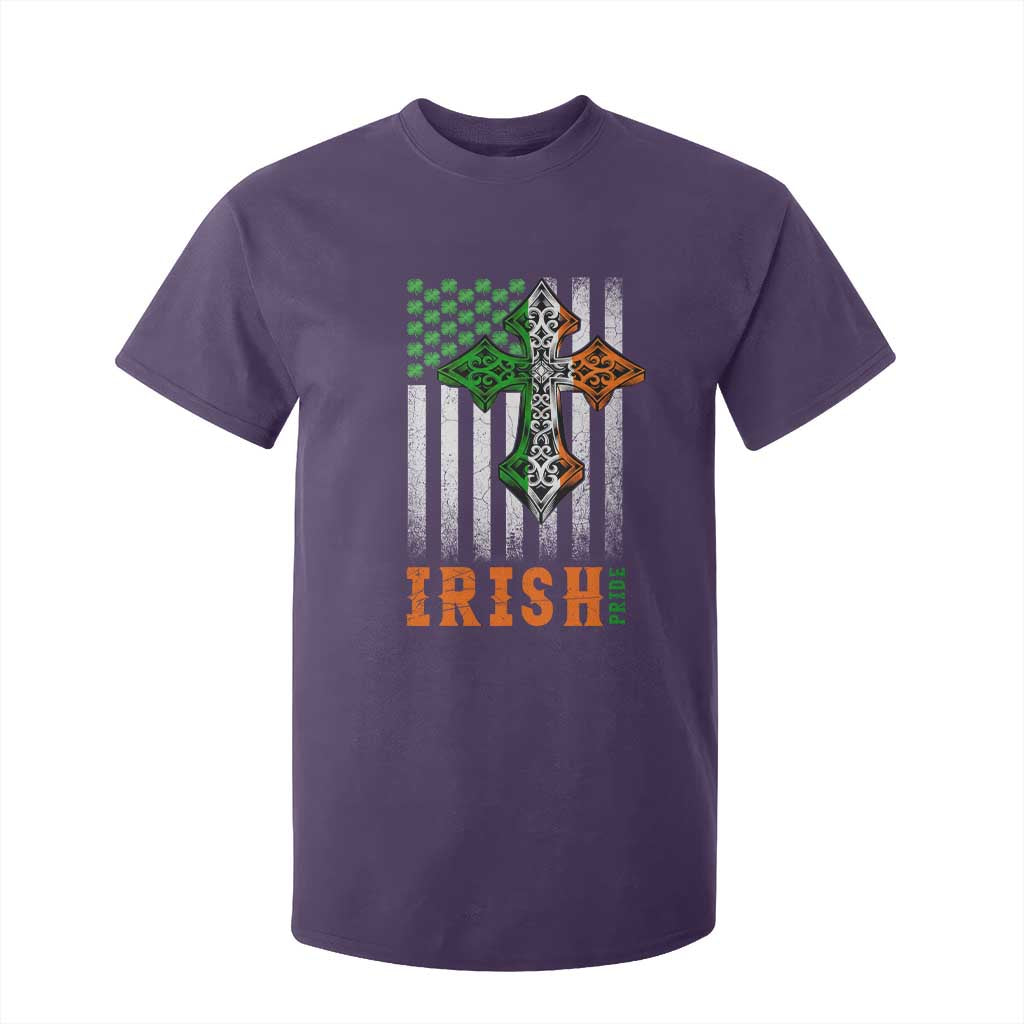 Irish American Pride Celtic Cross USA Flag T Shirt For Kid St Patricks Day Gift TS12 Purple Print Your Wear