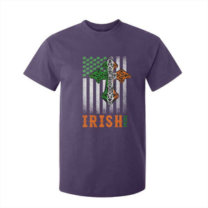 Irish American Pride Celtic Cross USA Flag T Shirt For Kid St Patricks Day Gift TS12 Purple Print Your Wear