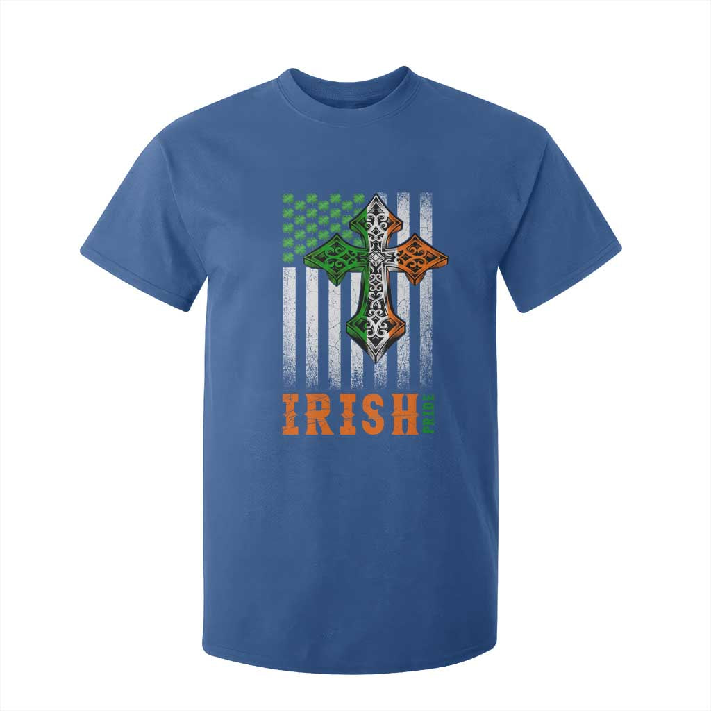 Irish American Pride Celtic Cross USA Flag T Shirt For Kid St Patricks Day Gift TS12 Royal Blue Print Your Wear