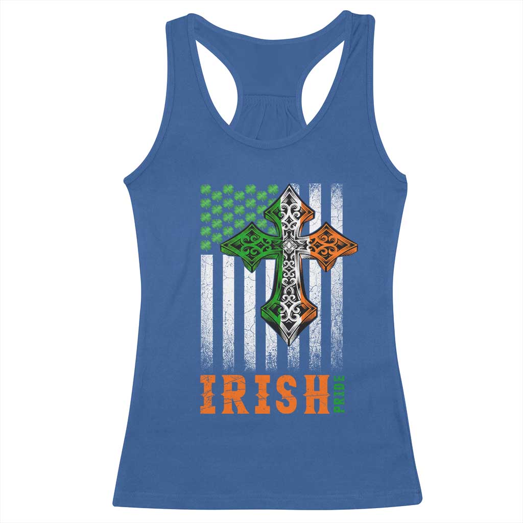 Irish American Pride Celtic Cross USA Flag Racerback Tank Top St Patricks Day Gift TS12 Royal Blue Print Your Wear