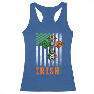Irish American Pride Celtic Cross USA Flag Racerback Tank Top St Patricks Day Gift TS12 Royal Blue Print Your Wear