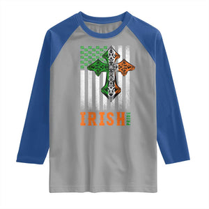 Irish American Pride Celtic Cross USA Flag Raglan Shirt St Patricks Day Gift TS12 Sport Gray Royal Print Your Wear