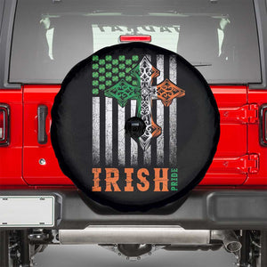 Irish American Pride Celtic Cross USA Flag Spare Tire Cover St Patricks Day Gift TS12 Black Print Your Wear