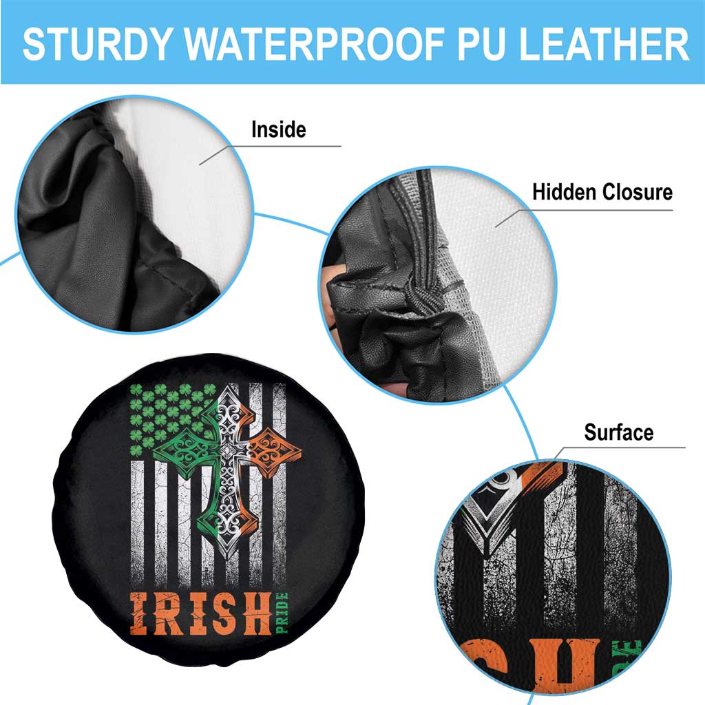 Irish American Pride Celtic Cross USA Flag Spare Tire Cover St Patricks Day Gift TS12 Print Your Wear